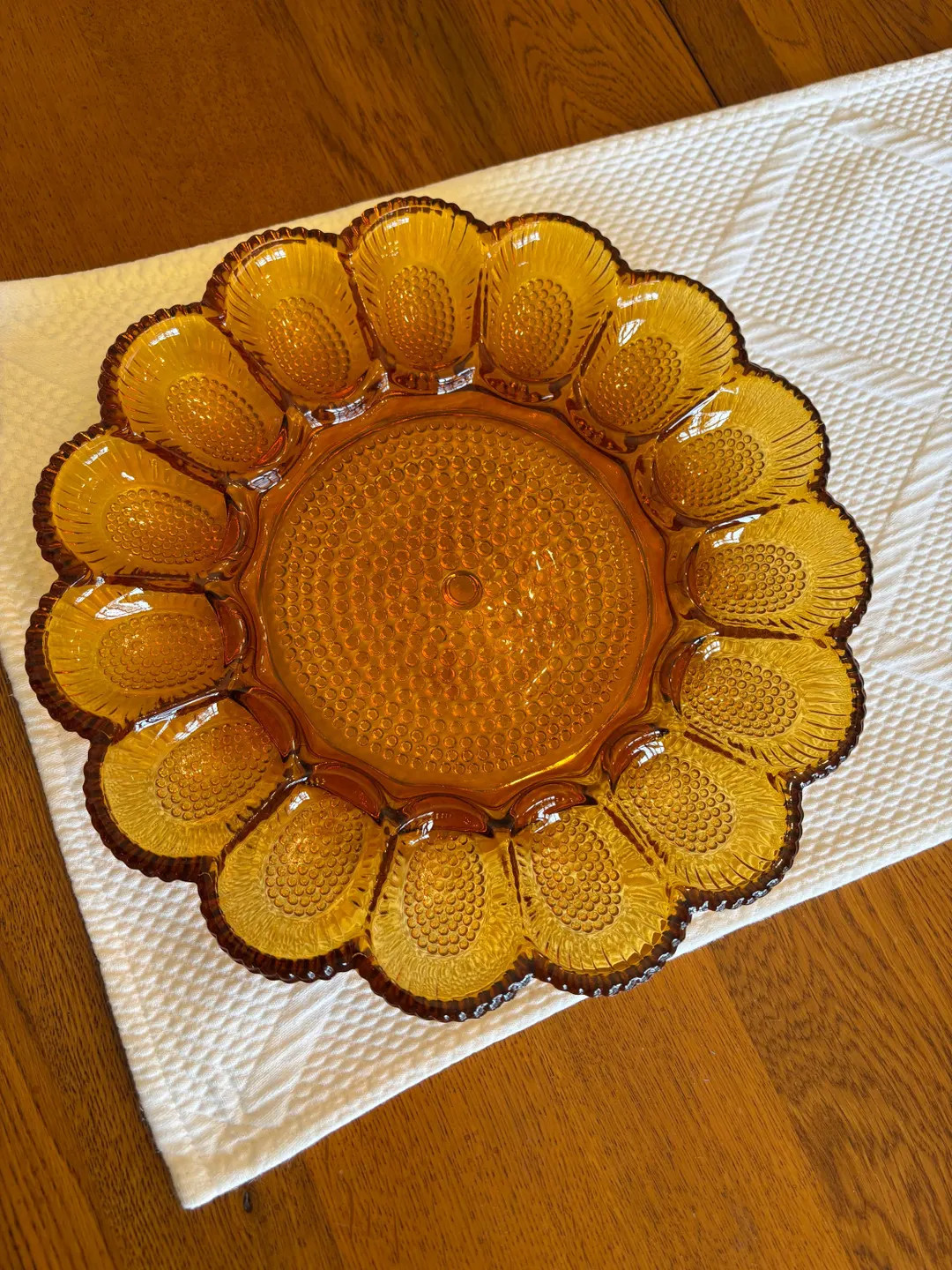 Vintage Indiana Glass Amber Deviled Egg Platter - Vintage Serving Ware | Etsy (US)