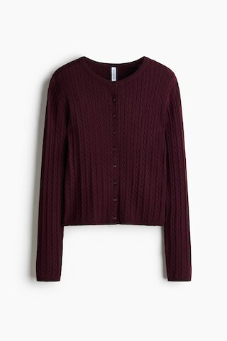 H & M - Cable-Knit Cardigan - Burgundy | H&M (US + CA)