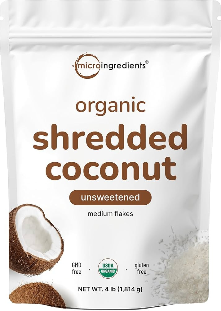 Organic Shredded Coconut Flakes, 4lbs | Raw Unsweetened Flavor, Medium Sized | Great for Baking, ... | Amazon (US)