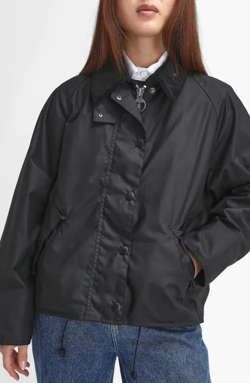 Barbour Transport Waxed Cotton Jacket in Black/modern at Nordstrom, Size 12 | Nordstrom