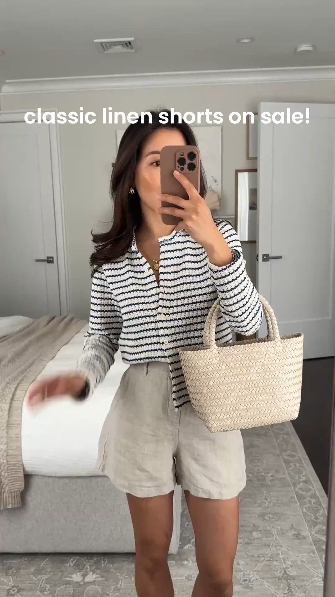 On sale! Size info below
• Zoe linen shorts 00, TTS, classic fit with stretch back waist, petite friendly length
• Crochet cardigan sweater XS. I sized up for a more relaxed fit to wear it as a light jacket 
• Woven mini tote 
• Strappy sandals sz 5.5

Easy summer outfit, mom style, petite friendly shorts, striped cardigan

#LTKPetite #LTKSeasonal #LTKootd