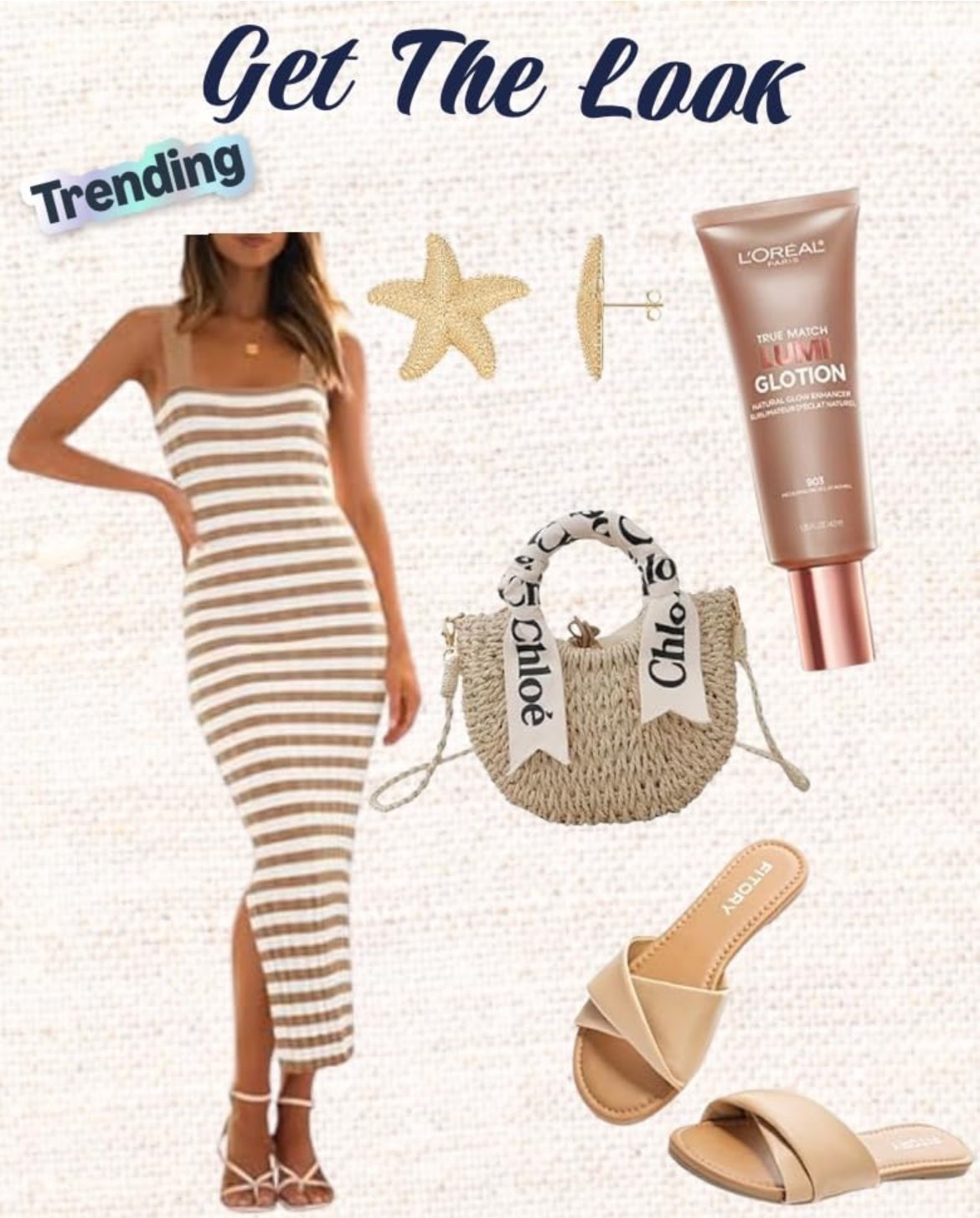 Get The Look

Ltkfindsunder100 / ltkfindsunder50 / LTKsalealert / LTKstyletip / LTKshoecrush / LTKGiftGuide / LTKSeasonal / vacation outfit / vacation outfits / vacation style / vacation styles / beach vacation outfit / tropical vacation outfit / Chloe bag dupe / luxury bag dupe / luxury inspired / designer dupe / designer inspired / luxury inspired / sandals / summer sandals / tan sandals / flat sandals / neutral sandals / striped bodycon dress / striped dress / neutral bodycon dress / neutral summer dress / neutral dress / neutral outfit / highlighter / tinted moisturizer / starfish earrings / gold earrings / gold starfish earrings / starfish stud earrings / sale / sale alert / Amazon / Amazon finds / Amazon style 

#LTKItBag #LTKBeauty #LTKTravel