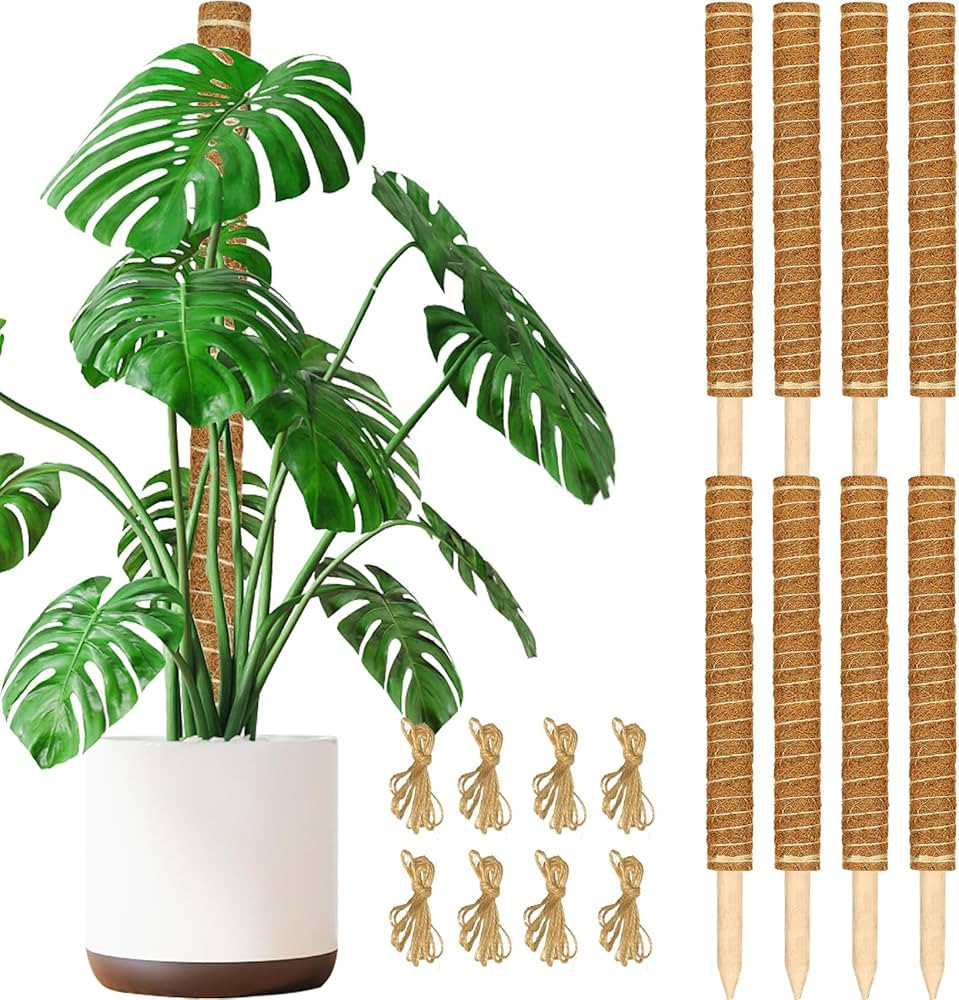Moss Pole for Plants Monstera,【8 Pack】 23.6 inch Plant Support Pole, Extendable Coir Totem Po... | Amazon (US)