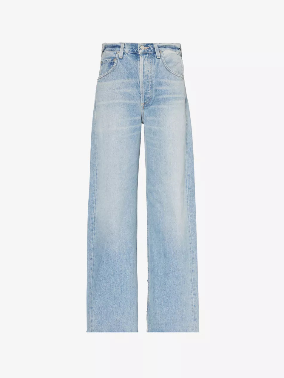 Ayla split-hem wide-leg mid-rise recycled-denim jeans | Selfridges
