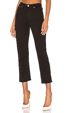 LEVI'S Wedgie Straight Crop in Black Heart from Revolve.com | Revolve Clothing (Global)