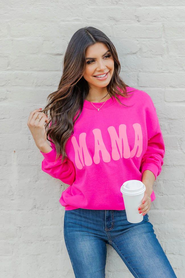 Mama Pink Puff Hot Pink Graphic Sweatshirt | Pink Lily