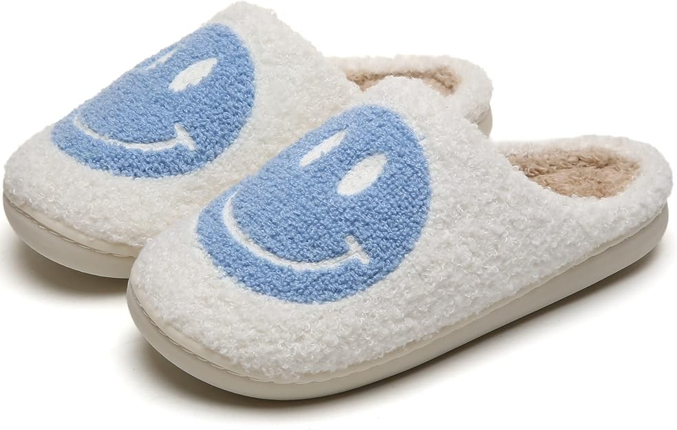 PLMOKN Smile Face Slippers Retro Fluffy Cute Home Slippers Indoor and Outdoor Men And Women Fuzzy... | Amazon (US)
