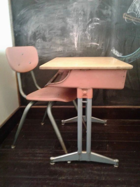 Childs School Desk, Children's Desk and Chair, Vintage School Desk, Vintage School Chair, Kids De... | Etsy (US)