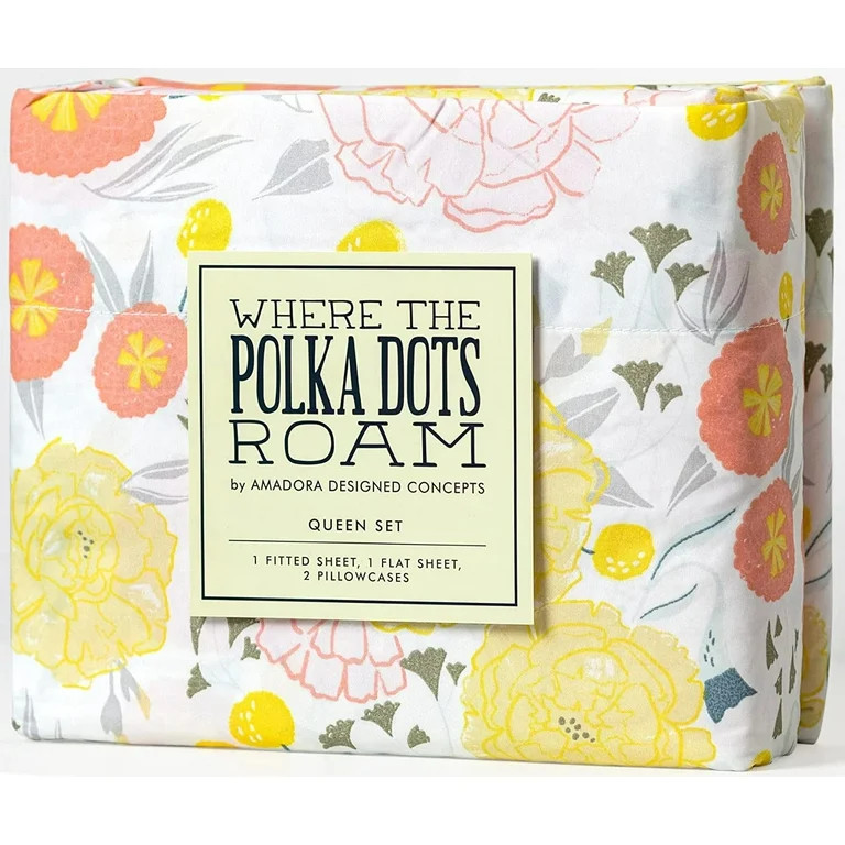 Where The Polka Dots Roam Light Floral Bedsheets Twin Size, Super Soft Wrinkle Resistant Bedding ... | Walmart (US)