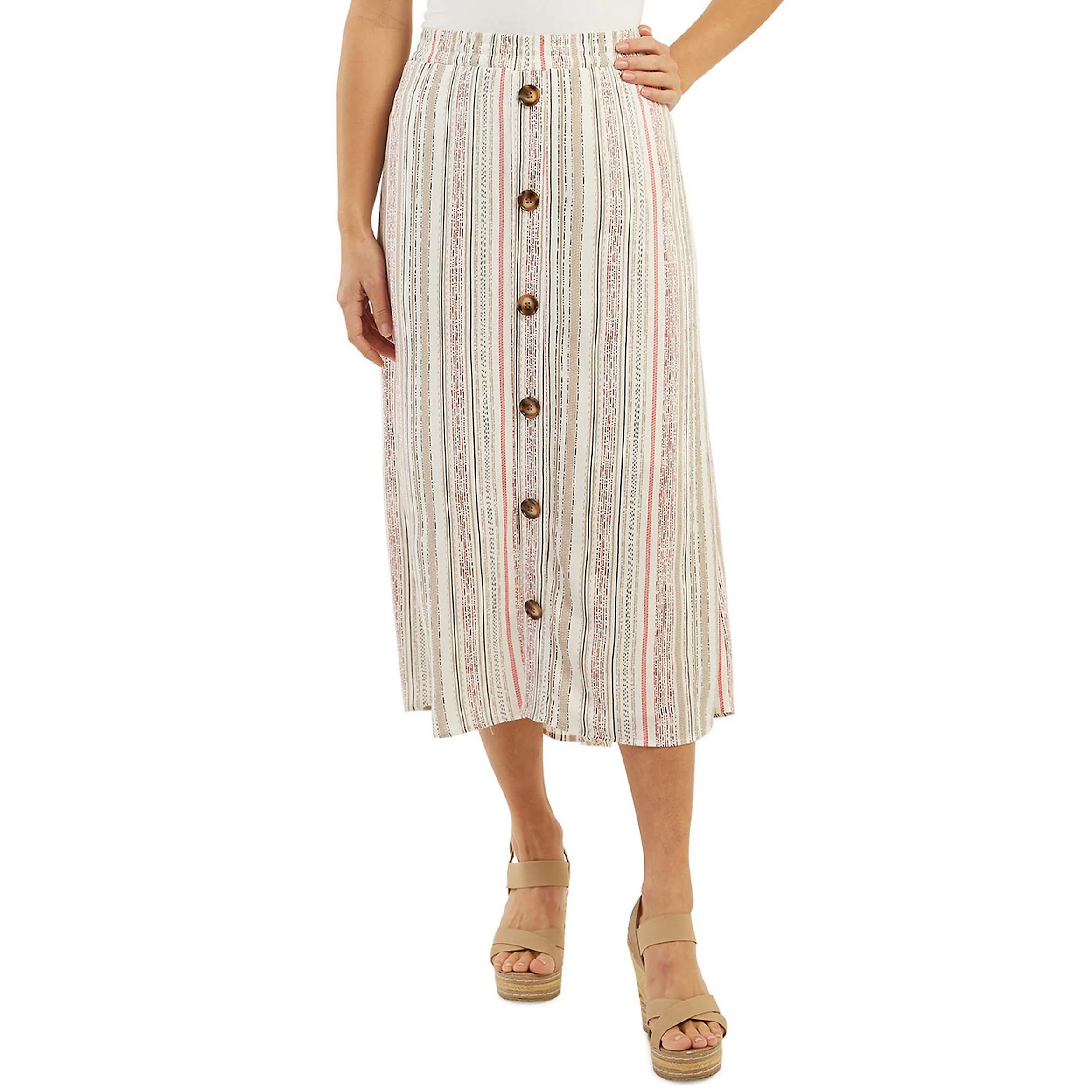 Women's AB Studio Striped Button-Front Midi Skirt | Kohls | Kohl's