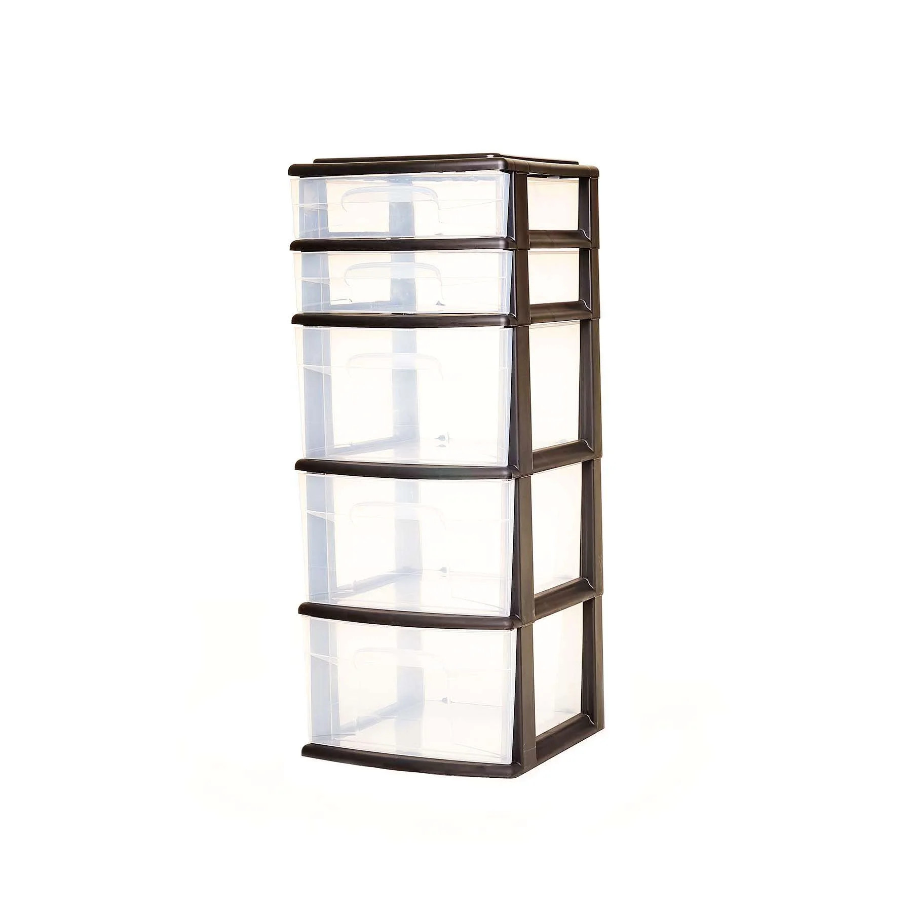 Homz 5 Medium Storage Drawer Tower, Black w/ Clear Drawers, Set of 1 | Walmart (US)