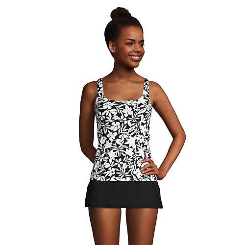Women's Mastectomy Chlorine Resistant Square Neck Tankini Swimsuit Top Adjustable Straps | Lands' End (US)