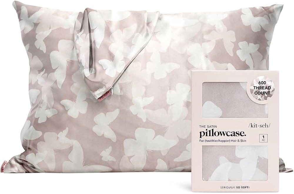 Kitsch Satin Pillowcase with Zipper for Hair & Skin, Softer Than Silk Pillow Cases Queen, Smooth ... | Amazon (US)