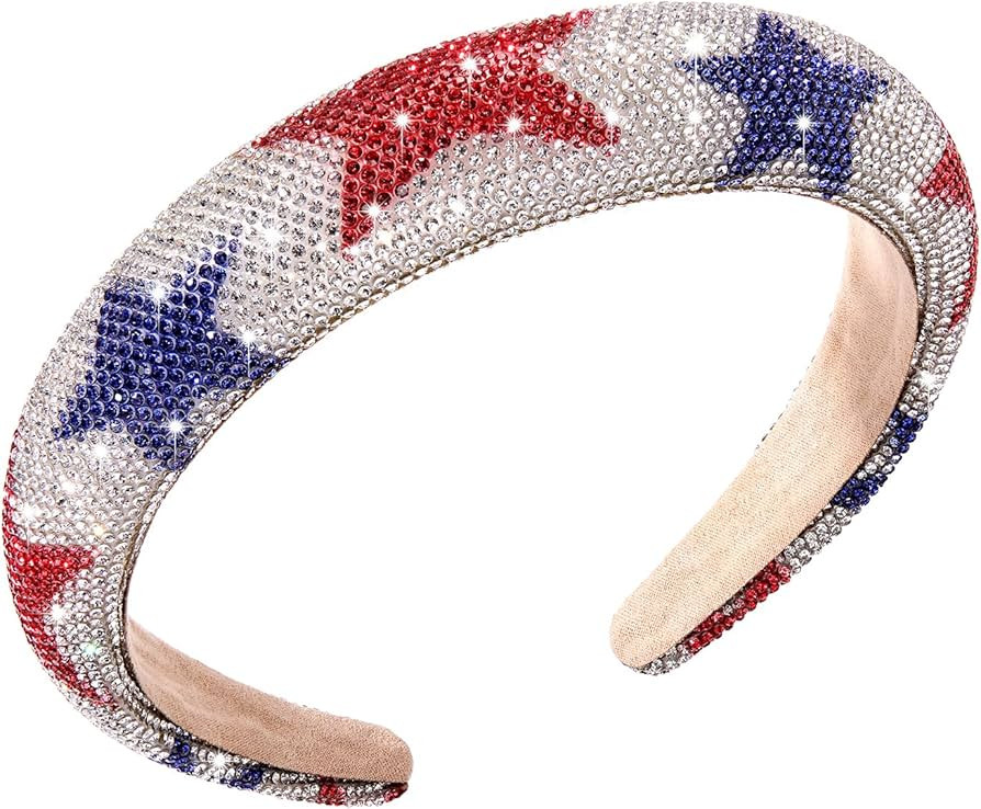 4th of July Headband American Flag Star Padded Headband Fourth of July Patriotic Head Band Red Wh... | Amazon (US)