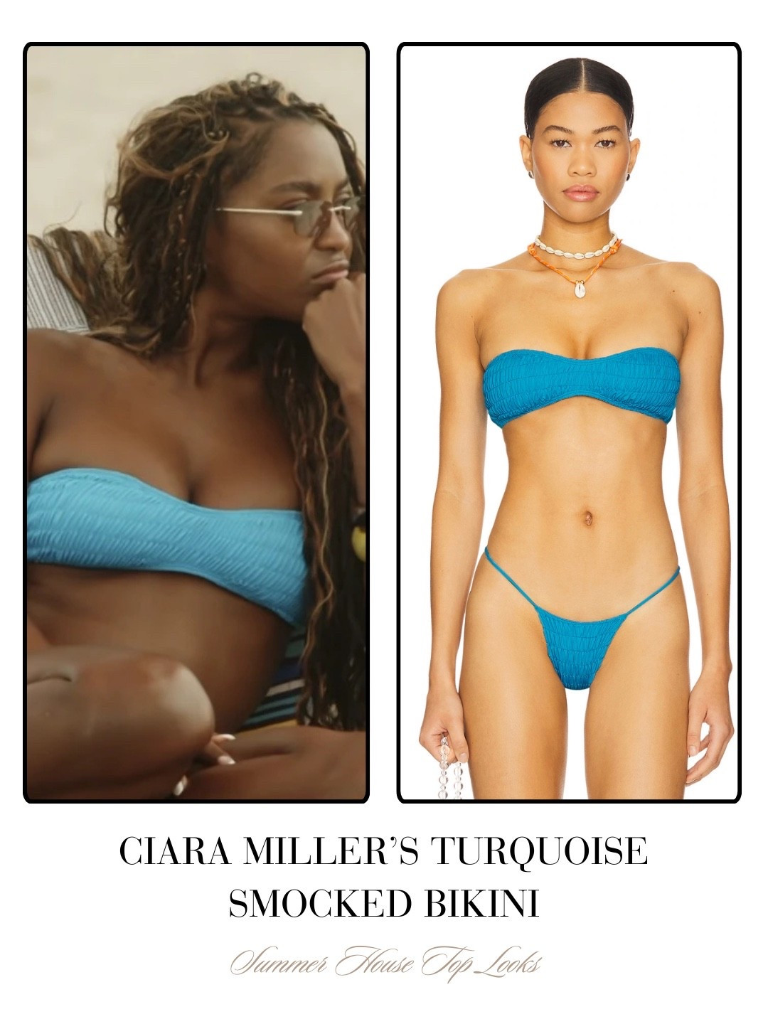 Ciara Miller’s Turquoise Smocked Bikini 