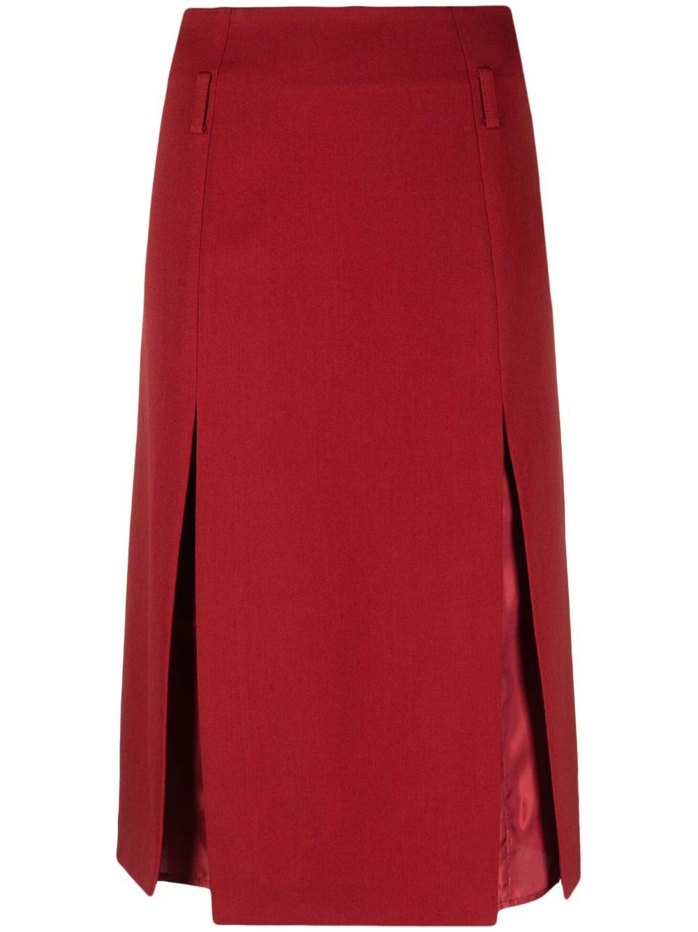 The DetailsVictoria BeckhamDouble Layer Slit midi skirtMade in United KingdomHighlightspoppy red ... | Farfetch Global