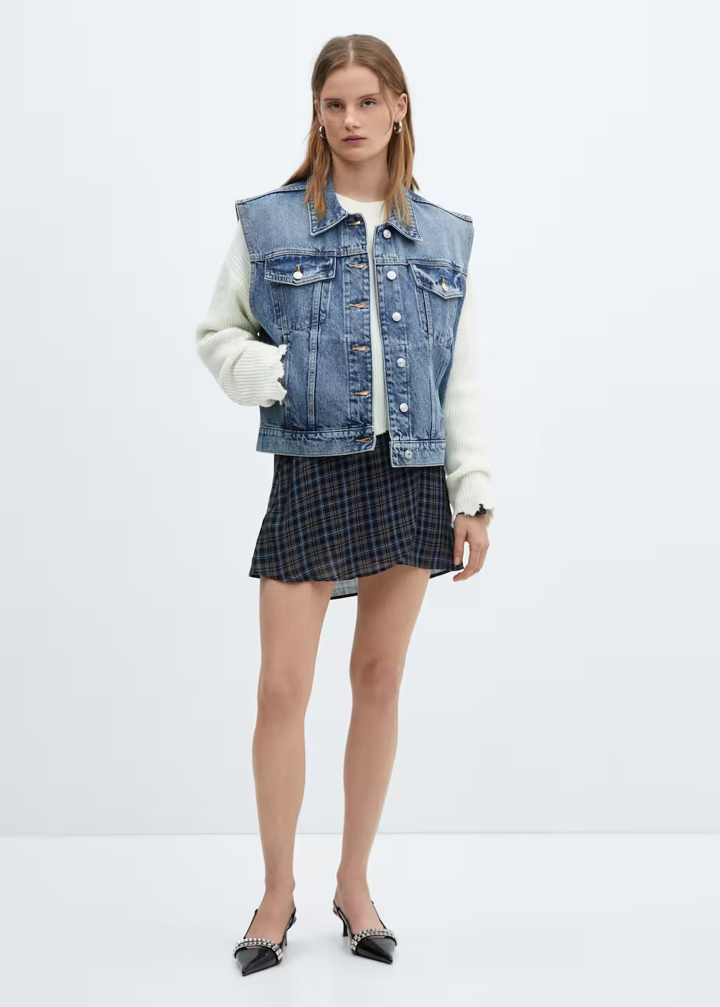 Oversized denim vest -  Women | Mango USA | MANGO (US)