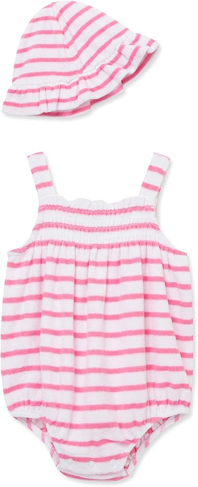 Little Me Clothes for Baby Girls' Terry Bubble Romper and Hat Set, 3 to 12 Months | Amazon (US)