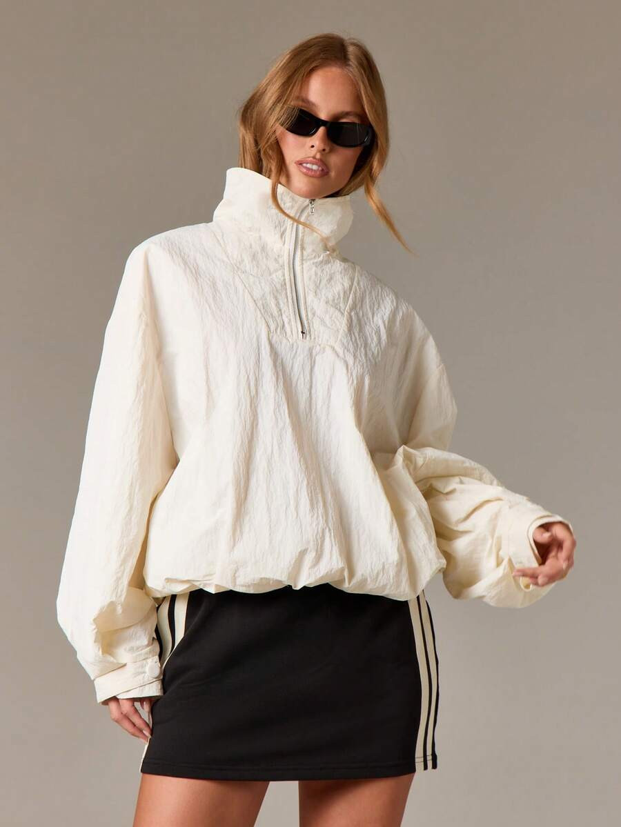 AiiRZ Women Oversized Half Zip Track Jacket Windbreaker Lightweight Casual Spring Fall Pullover S... | SHEIN
