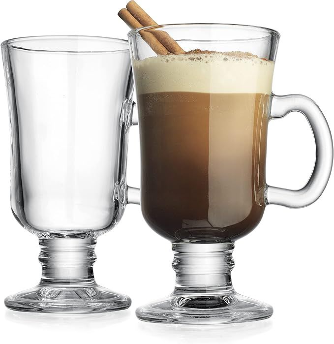 GLAVER’S Everyday Set of 2 Irish Coffee Mugs – Old Fashioned Everyday Set of Glass Cups – 8... | Amazon (US)