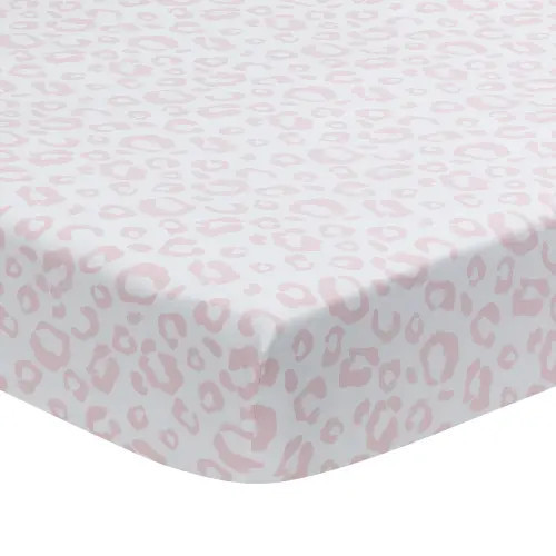 Lambs & Ivy Signature Leopard Organic Cotton Fitted Crib Sheet in Pink at Nordstrom | Nordstrom