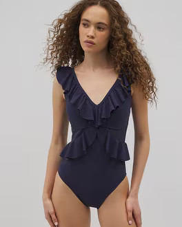 Solid Essentials Ruffle One-Piece | SOMA