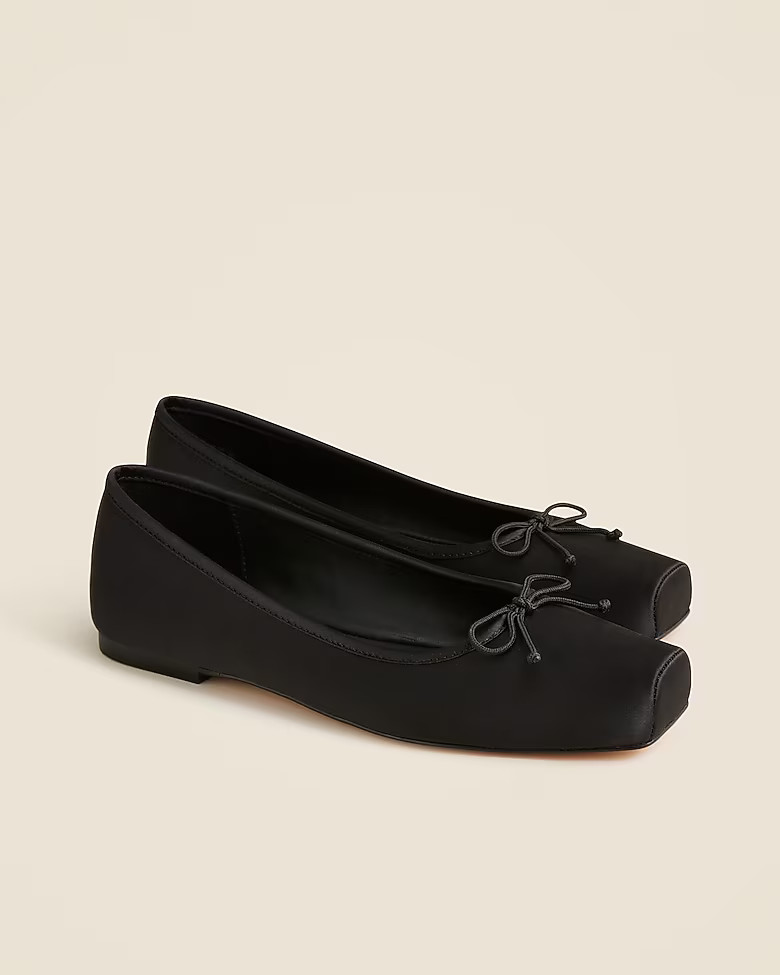 Square-toe ballet flats in satin | J. Crew US