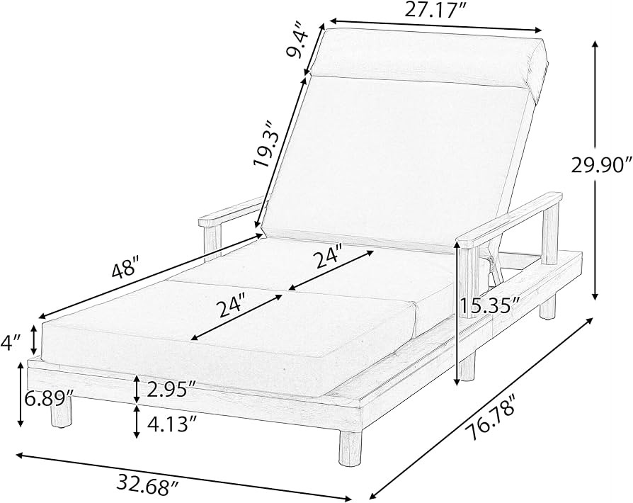 Merax Acacia Wood Outdoor Chaise Lounge Chair Set of 2, Thick 4-Fold Cushion & Headrest, 3-Positi... | Amazon (US)