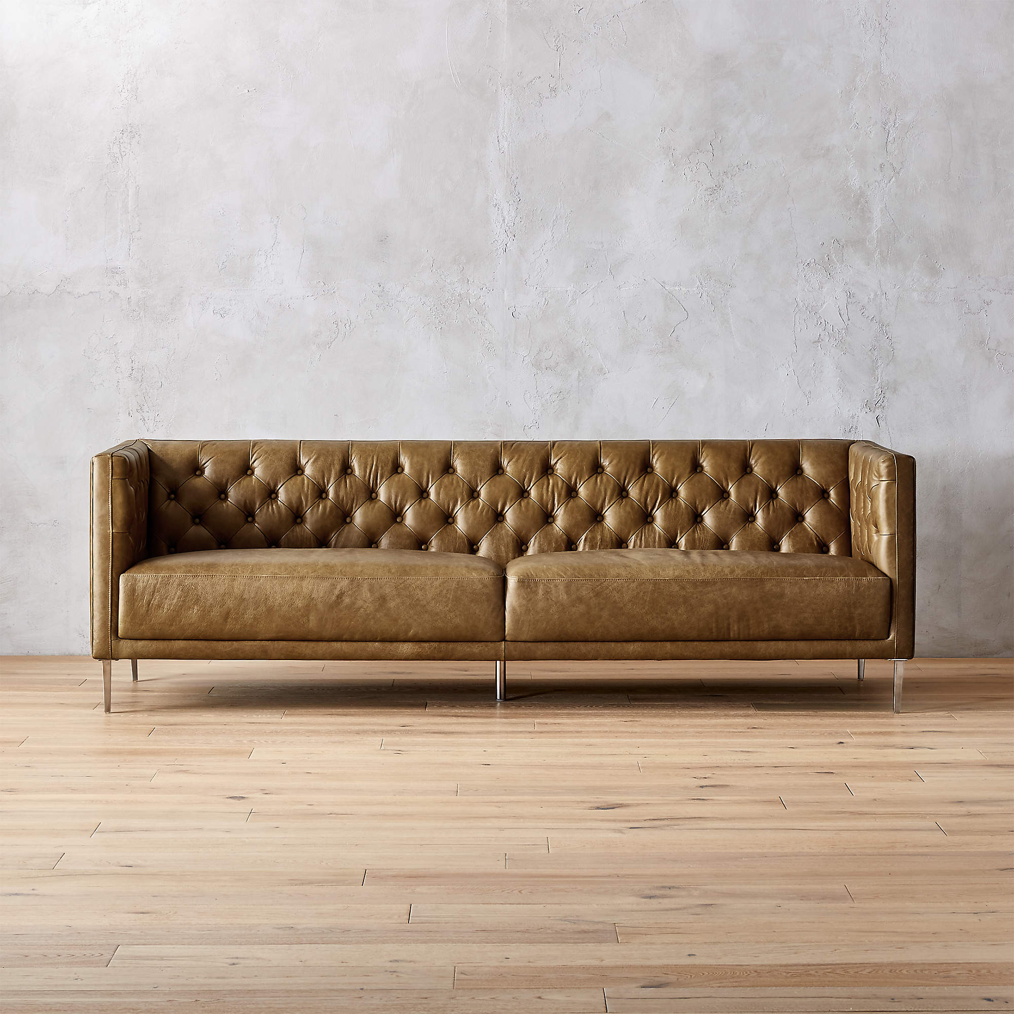 Savile Leather Tufted Sofa + Reviews | CB2 | CB2