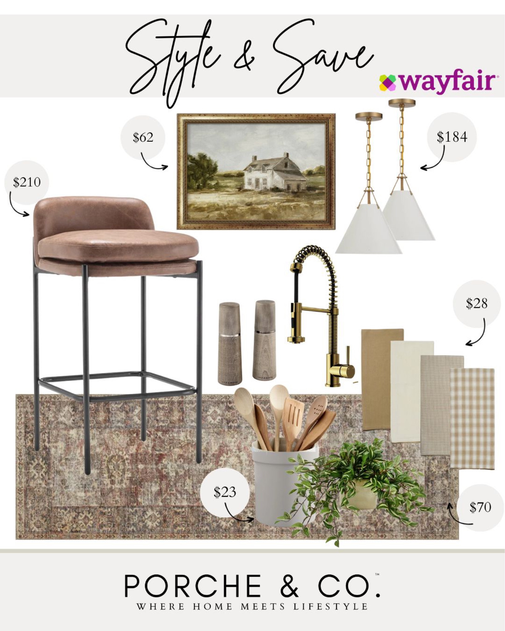 Style & Save, Wayfair finds, kitchen decor, kitchen styling, modern classic kitchen 
#visionboard #moodboard #porcheandco

#LTKhome #LTKstyletip #LTKsalealert