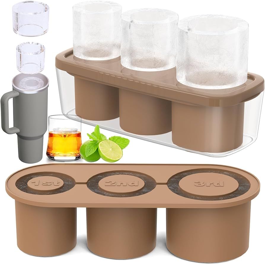 Ice Cube Tray for 40Oz Tumbler Cup, 3 Pcs Silicone Cylinder Ice Mold with Lid and Bin for Freezer... | Amazon (US)