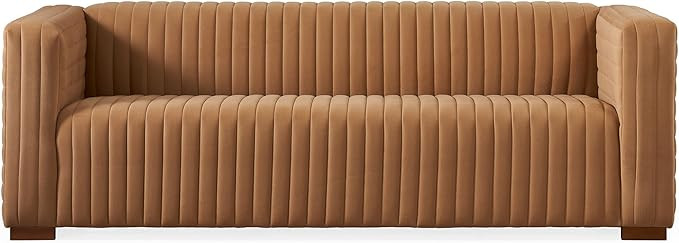 Rica Mid Century Modern Style Tuxedo Arm Velvet Living Room Sofa in Mocha | Amazon (US)