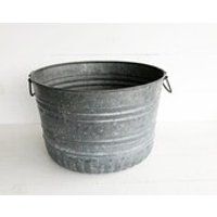 Vintage Galvanized Bushel Basket, Round Metal Wash Basin,  Farm  Garden Tub | Etsy (US)