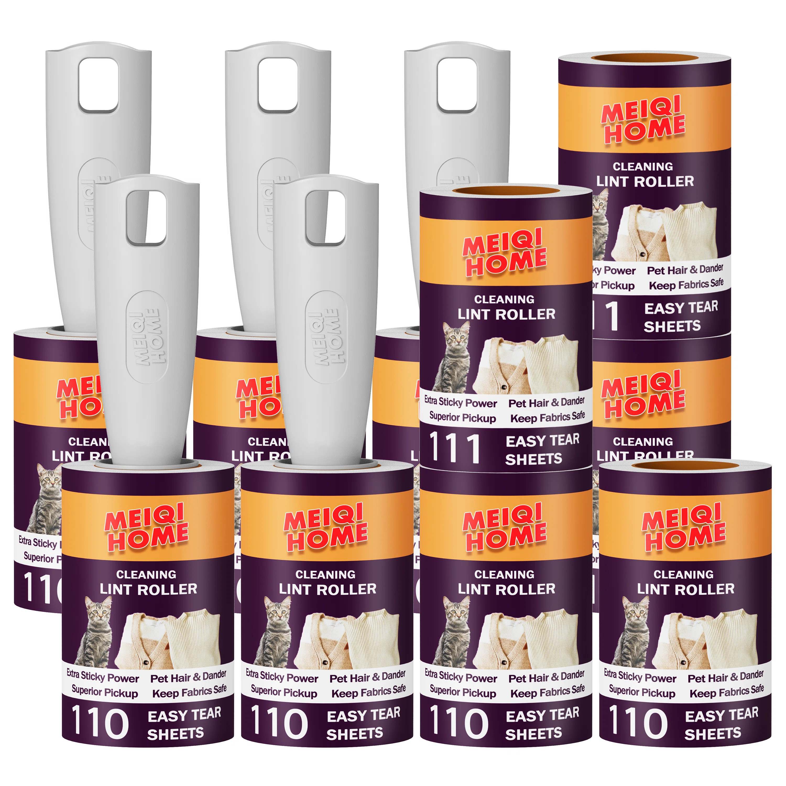 Extra-sticky Pet Hair Lint Rollers, Mega Value Set With 5 Upgraded Handles, 10 Portable Rollers F... | Wayfair North America