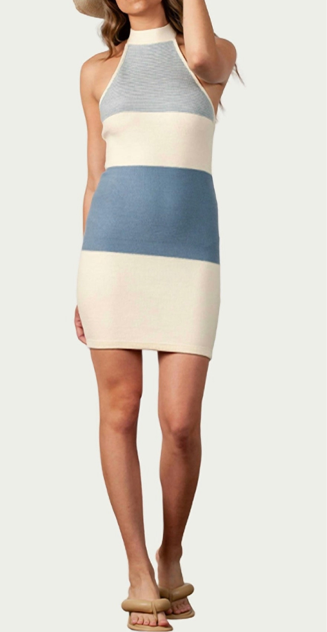 Spring dress! 
A short and breezy dress for those warmer days.Lucca Couture's 'Brizo' mini dress is made from figure-hugging mid-weight ribbed-knit with corrugated blue stripes throughout. It has halterneck ties and turns to reveal an alluring, open back. Wear yours with mules and lace-up sandals alike. 
Color - Ivory/Blue

#LTKFind #LTKSeasonal #LTKunder100