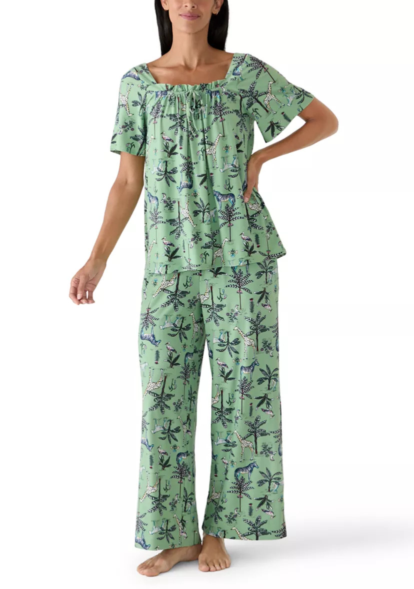 Women's Short Sleeve Flowy Top and Pants Set | Belk