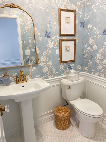 Our Powder Bathroom is FINALLY done!! This was a labor of love and the project I was most excited about in my house! I’m so glad it’s complete and ready for alll the fall and holiday gatherings! 

#grandmillennial #grandmillennialdecor #grandmillenialstyle #diy #homedecor #renovation #diyersofinstagram #sherwinwilliams #flooranddecor #wallpaperie #chinoiserie #bathroomreno #powderbath #ltkstyle #design #interiordesign #interiordecor #interiordecorating 

#LTKunder100 #LTKFind 

#LTKhome