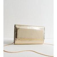 Gold Metallic Bar Snakeskin Texture Clutch New Look | New Look (UK)