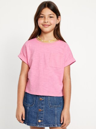 Short-Sleeve Slub-Knit Pocket T-Shirt for Girls | Old Navy (US)