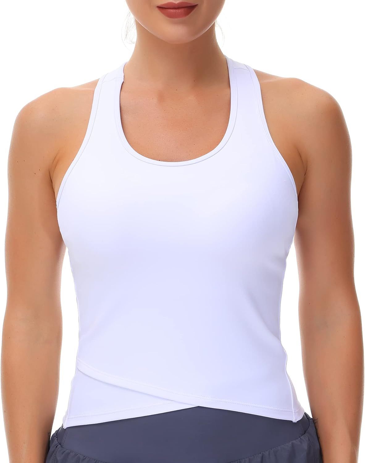 Women’s Racerback Workout Tank Tops with Built in Bra Sleeveless Running Yoga Shirts Slim Fit | Amazon (US)