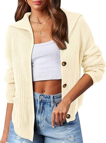 PRETTYGARDEN Women’s Button Down Sweaters for Women Long Sleeve Open Front Cardigan Knit Outfit... | Amazon (US)