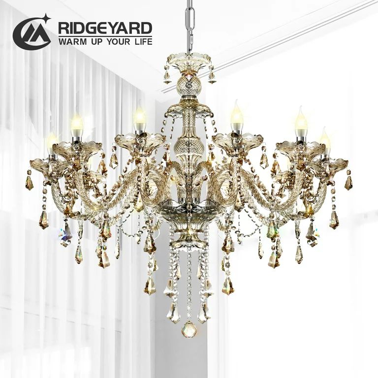 Ridgeyard Modern Luxurious 10 Lights K9 Crystal Chandelier Candle Pendant Lamp Living Room Ceilin... | Walmart (US)