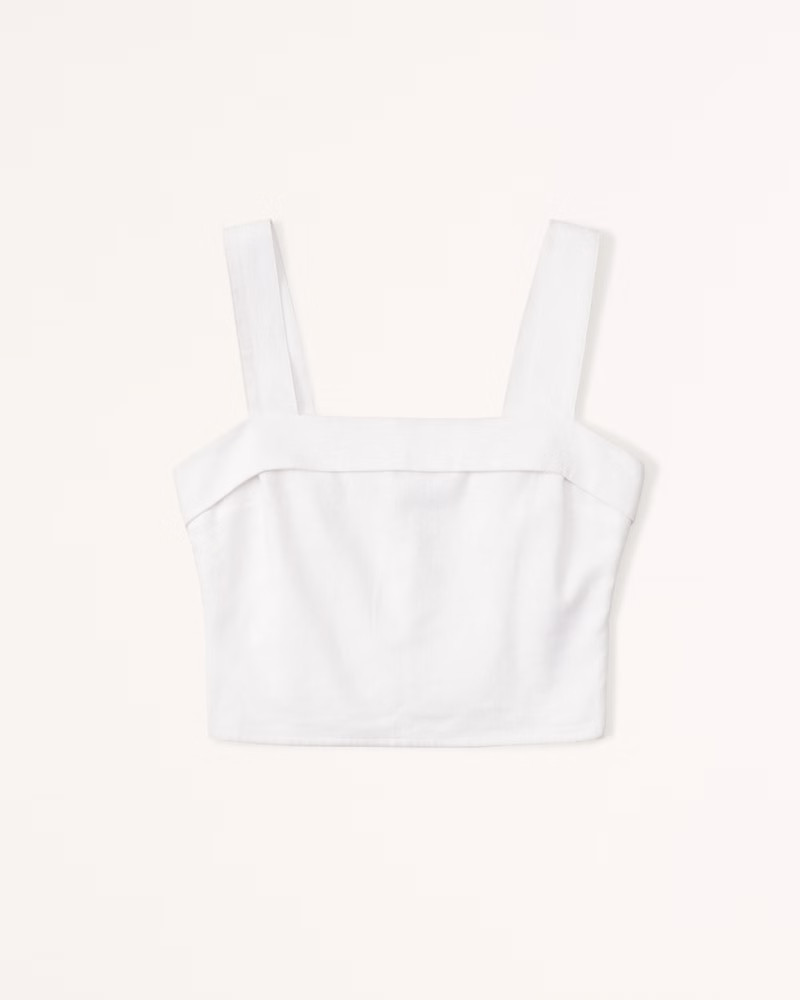 Linen-Blend Foldover Set Top | Abercrombie & Fitch (US)