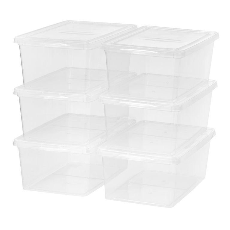 Mainstays 17 QT Plastic Stackable Closet Storage Box - Clear - 6 Pack - Walmart.com | Walmart (US)
