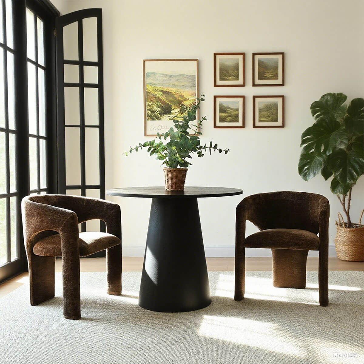Khloe Modern Chenille Dining Chair with Arms (Set of 2) | Pop Maison