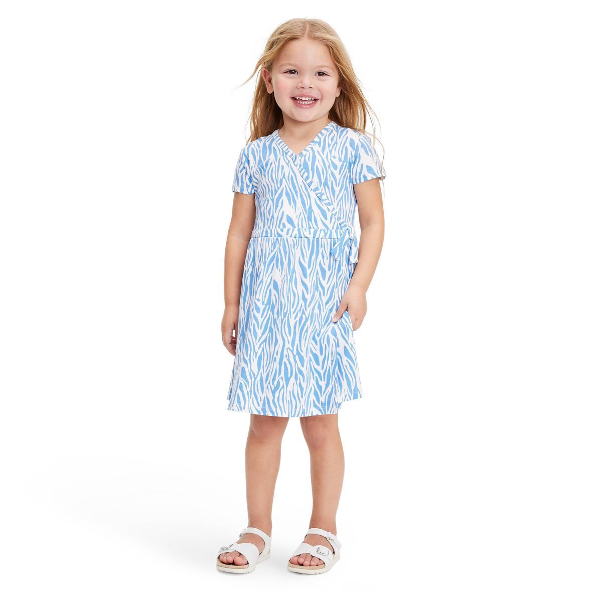 Toddler Short Sleeve Sea Twig Blue Faux Wrap Dress - DVF for Target | Target