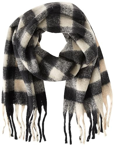 Mud Pie Women's Neutral Check Scarf, Black, 86" x 16 | Amazon (US)