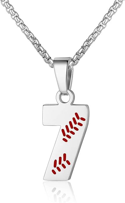 AIAINAGI Baseball Number Necklace for Boy 00-99 Athletes Jersey Number Necklace Stainless Steel C... | Amazon (US)