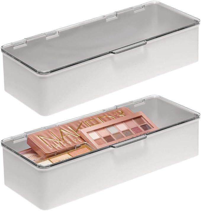 mDesign Stackable Box Bathroom Vanity Countertop Storage Hair Accessory Organizer Box with Hinged... | Amazon (US)