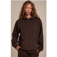Espresso Cotton Fleece Pullover Hoodie, Brown | PrettyLittleThing US